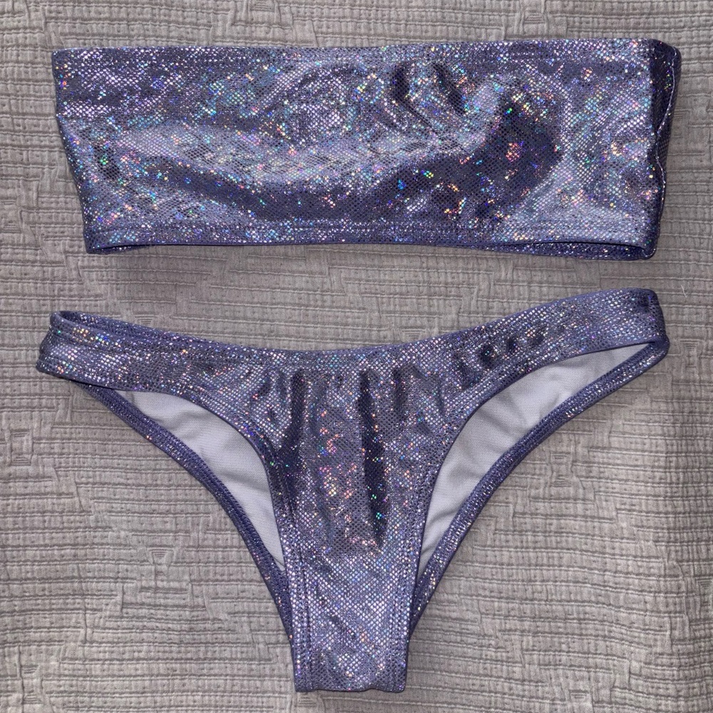 Fashion Nova Purple Blue Sparkly Bikini